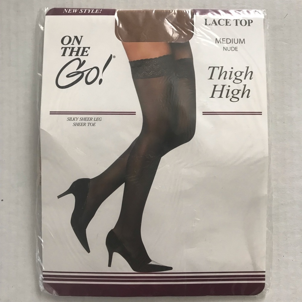 On The Go! Lace Top Nude Thigh High, Size M